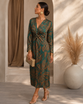 Bella | Draped Maxi Evening Dress with Waist Tie