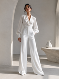 Lotus | Elegant white high-waisted pants