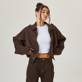 Cropped Bomber Jacket with Dropped Shoulders for Women