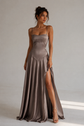 Elly | Elegant satin maxi dress with a back tie