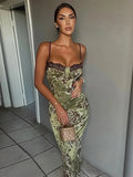 Fitted Floral Midi Dress with Lace-Trim Neckline for Women