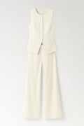 Fitted Waistcoat Two-Piece Set with Wide-Leg Palazzo Pants for Women