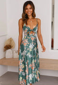 Floral Print Summer Dress with Front Cut-Out for Women