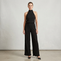 Pleated Two-Piece Set with Wide-Leg Trousers for Women