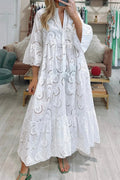 Openwork Long Dress with V-Neckline for Women