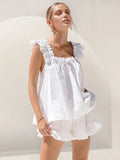 Ruffled Matching Set with Square Neckline for Women
