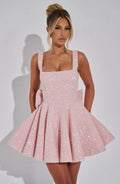 Sequined Mini Dress with Square Neckline for Women