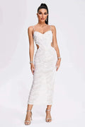 Side Cut-Out Evening Dress with Thin Straps for Women