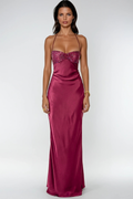 Sleeveless Halter Neck Maxi Dress with Embellished Bodice for Women