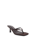 Suede-Look Thong Heeled Sandal with Square Toe for Women