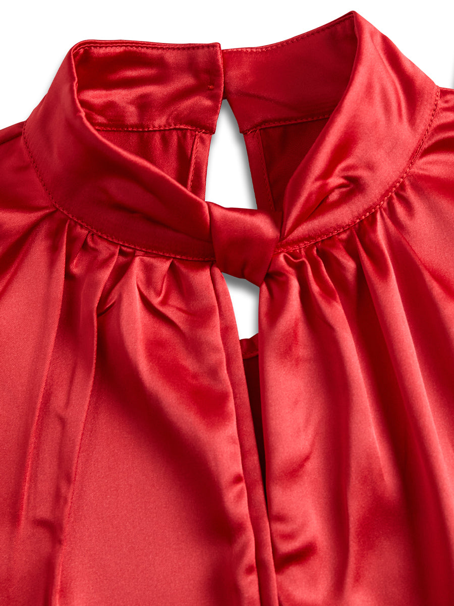 Nala | Elegant satin blouse with a modern keyhole neckline