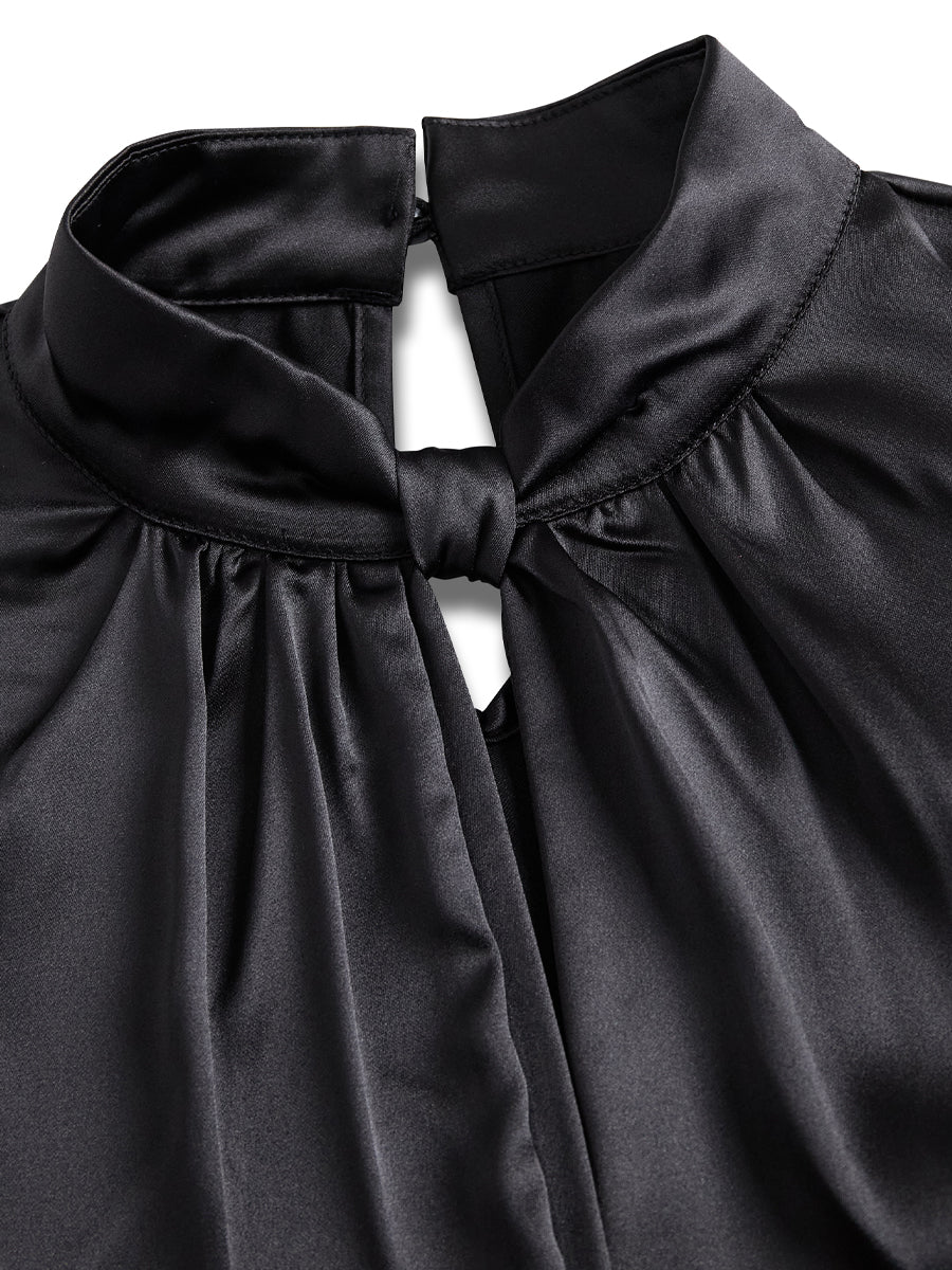 Nala | Elegant satin blouse with a modern keyhole neckline