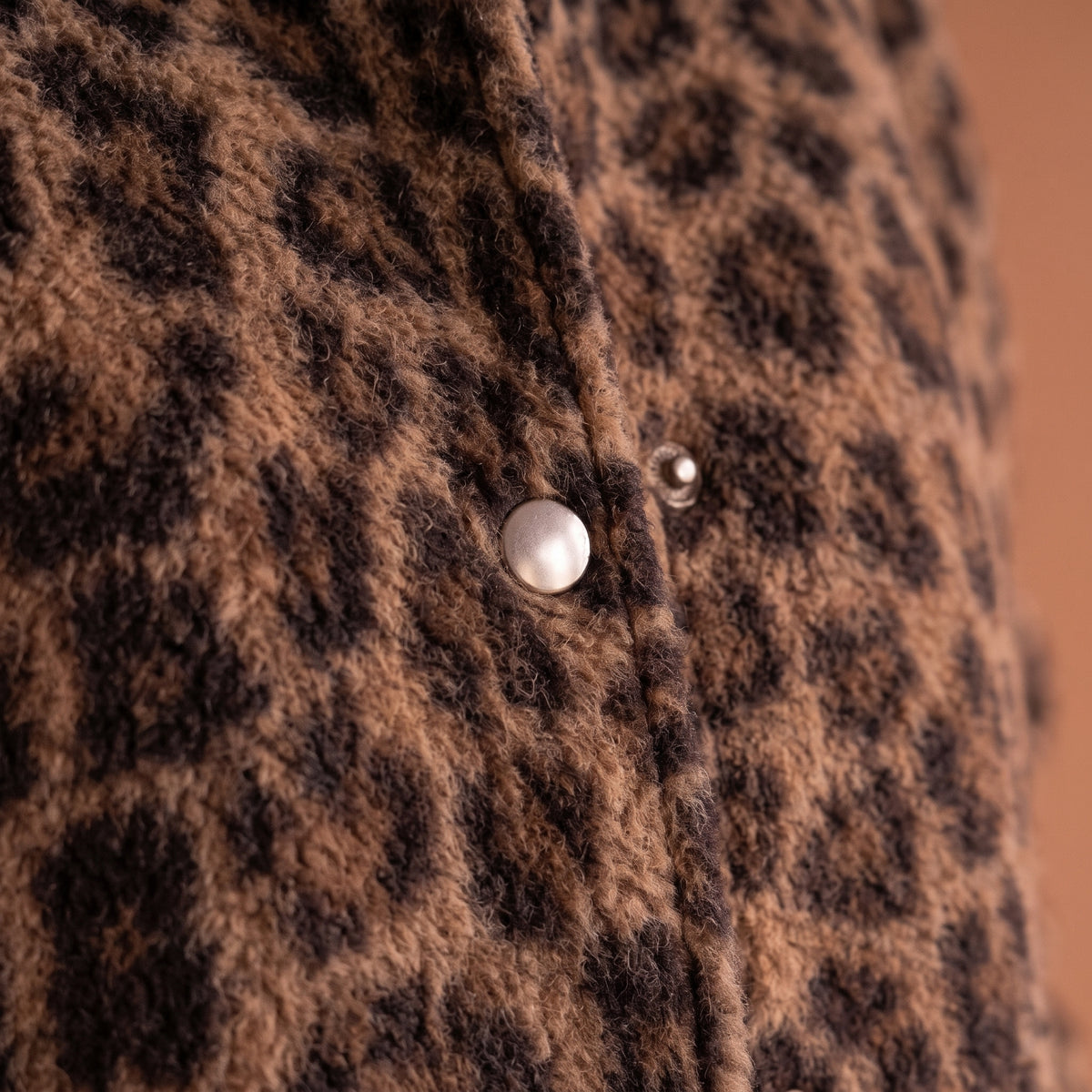 All-Over Leopard Print Teddy Fleece Jacket with Stand Collar for Women