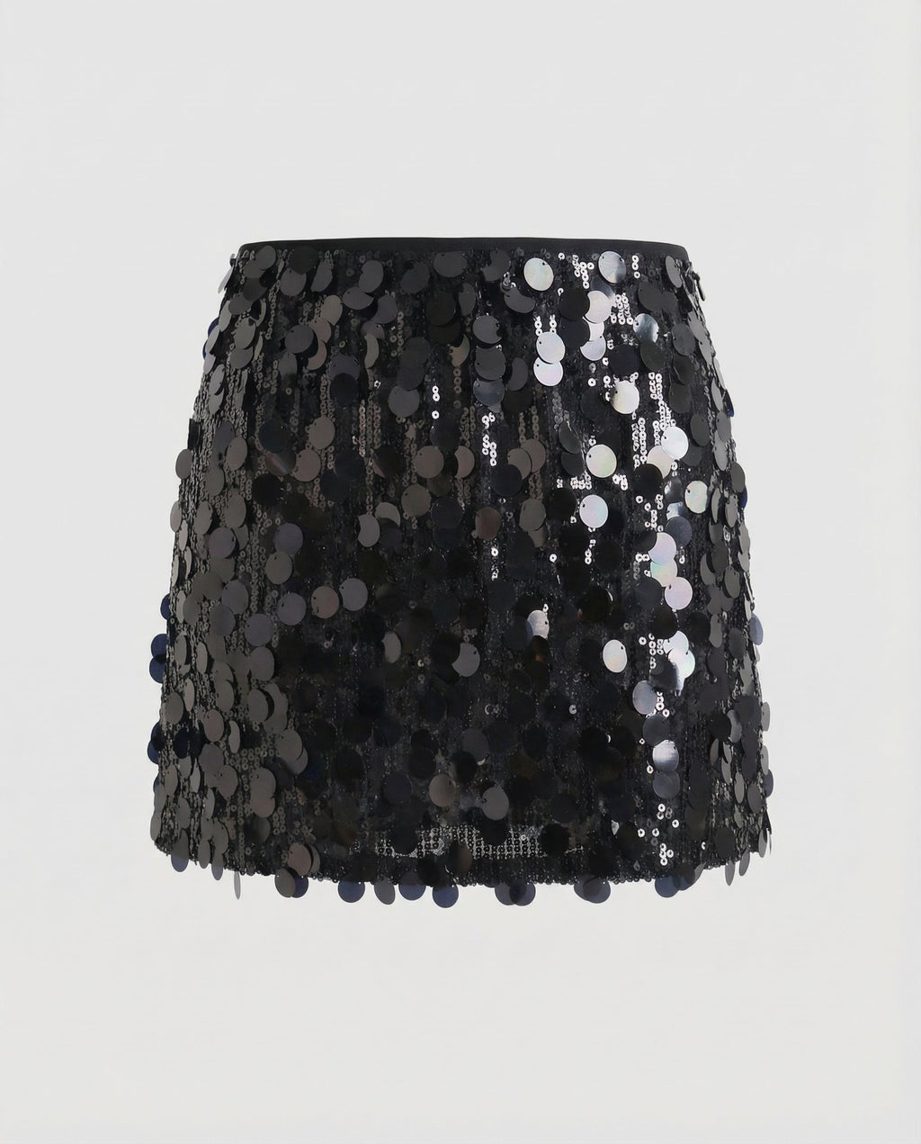 Allover Disc Sequin Mini Skirt with High-Rise Waist for Women