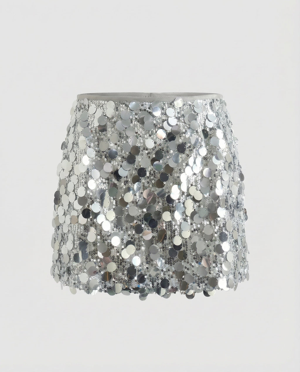 Allover Disc Sequin Mini Skirt with High-Rise Waist for Women