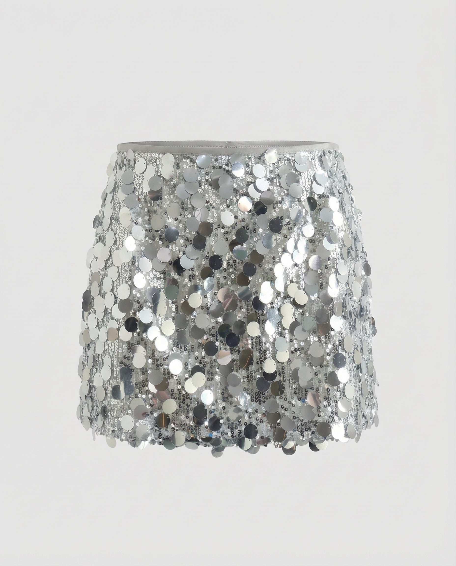 Allover Disc Sequin Mini Skirt with High-Rise Waist for Women