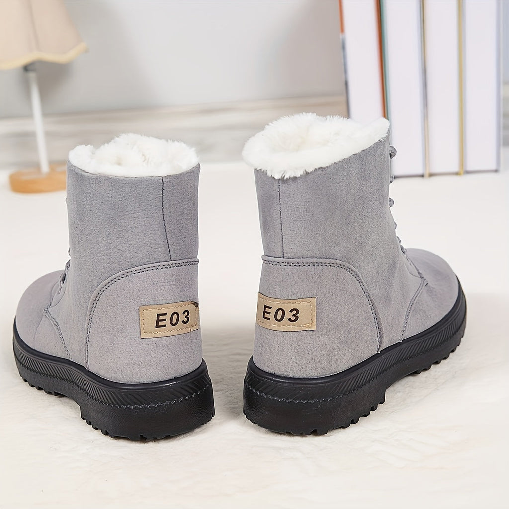 Ankle Boots with Plush Lining and Lace Front for womens