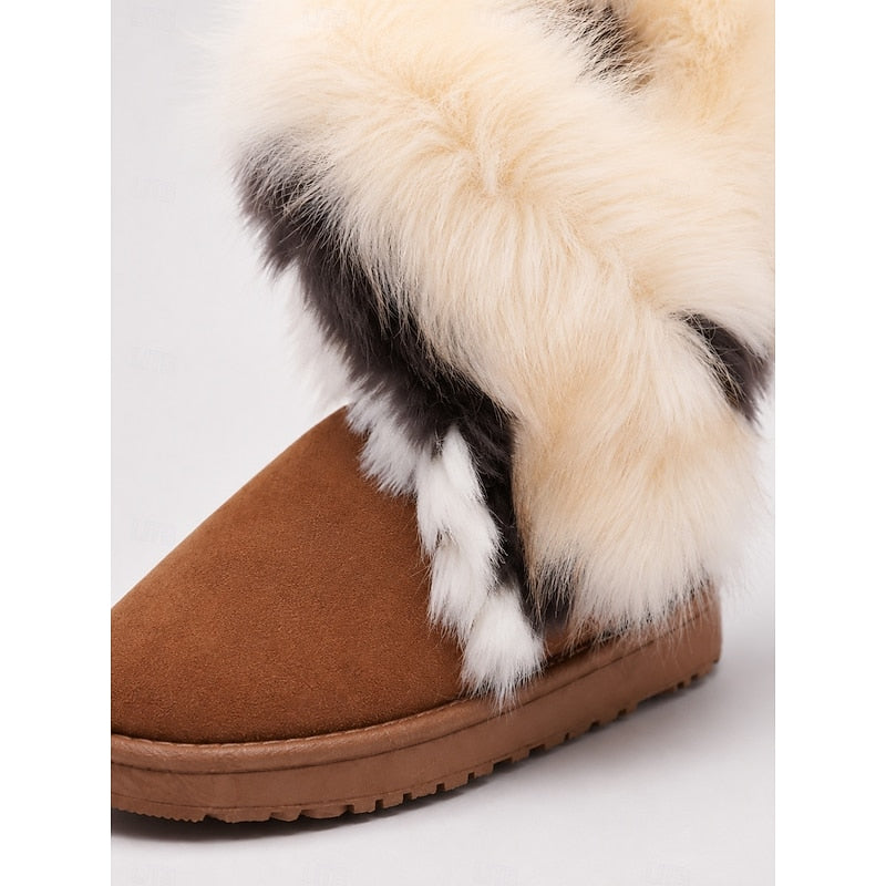 Ankle Boots with Plush Trim and Pull On Design for womens