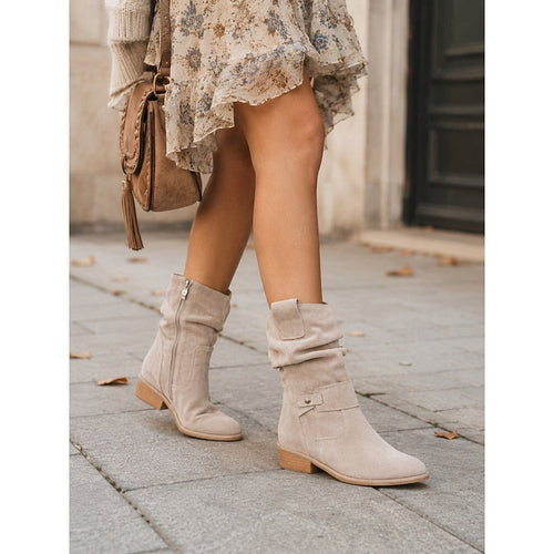 Ankle Boots with Slouch Detail and Side Zip for Womens