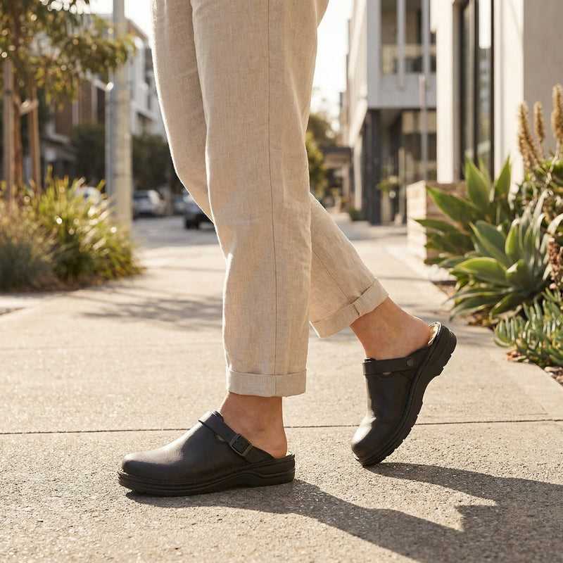 Backless Slip-On Clogs with Adjustable Buckle Strap for Men