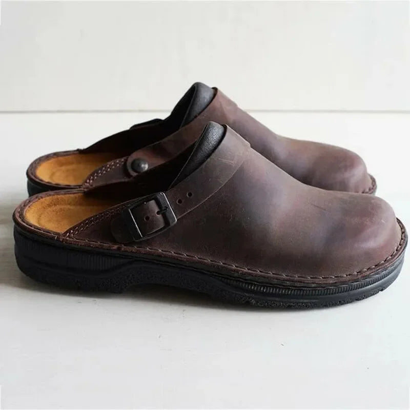 Backless Slip-On Clogs with Adjustable Buckle Strap for Men