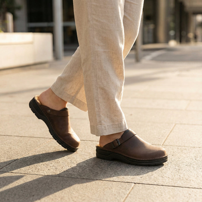 Backless Slip-On Clogs with Adjustable Buckle Strap for Men