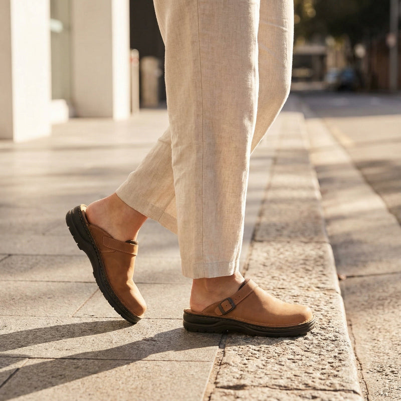 Backless Slip-On Clogs with Adjustable Buckle Strap for Men