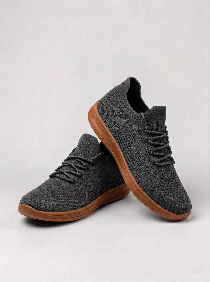 Barefoot Style Knit Trainers with Lace Up Fit for Mens