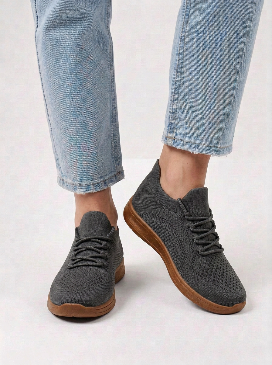 Barefoot Style Knit Trainers with Lace Up Fit for Mens