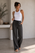 Bea | Women's Linen Pants, Wide Legs, Drawstring Waist, Summer