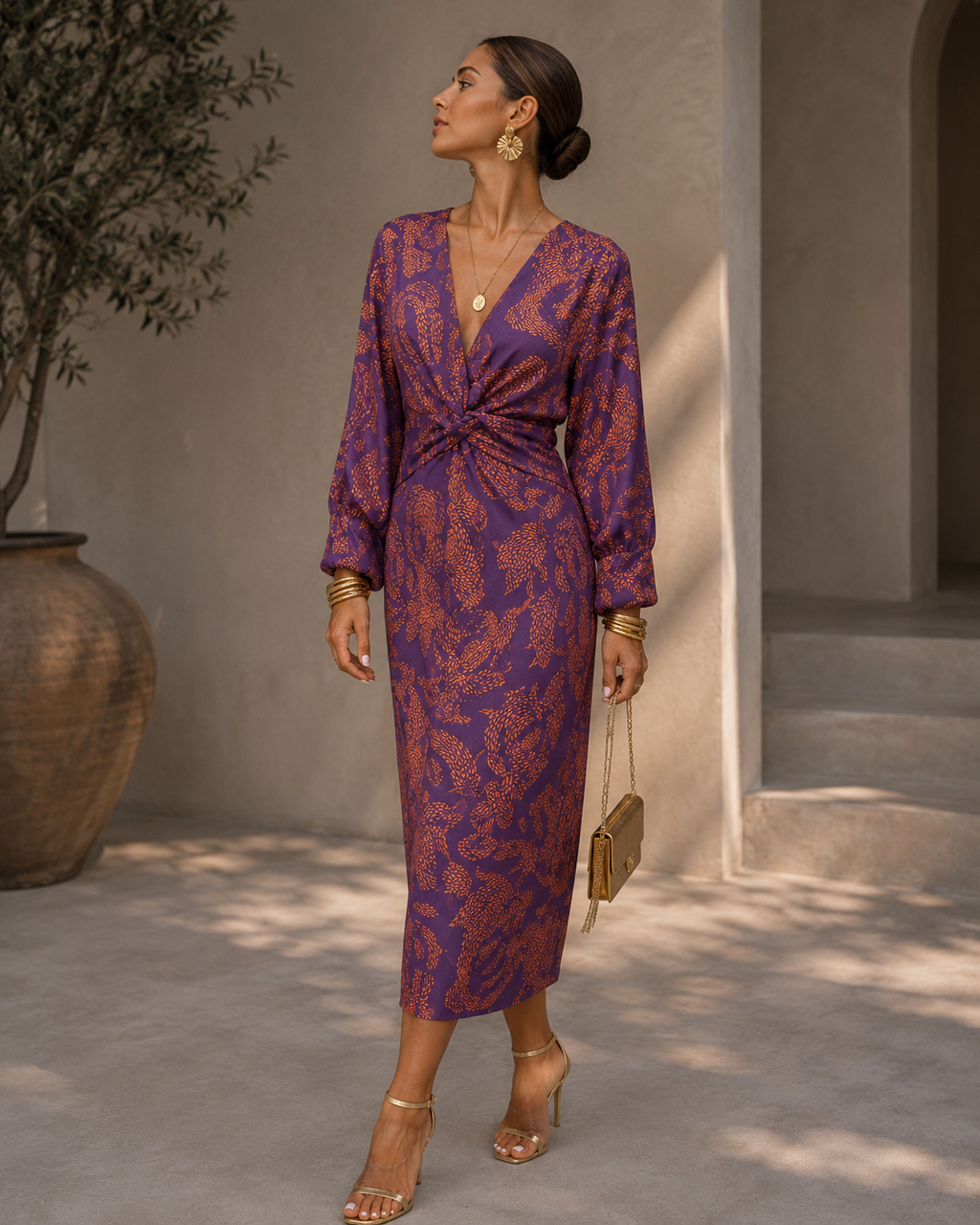 Bella | Draped Maxi Evening Dress with Waist Tie