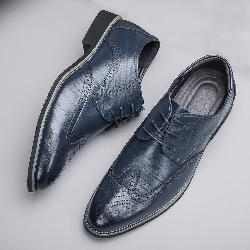 Brogue Dress Shoes with Wingtip Detail and Laces for Men