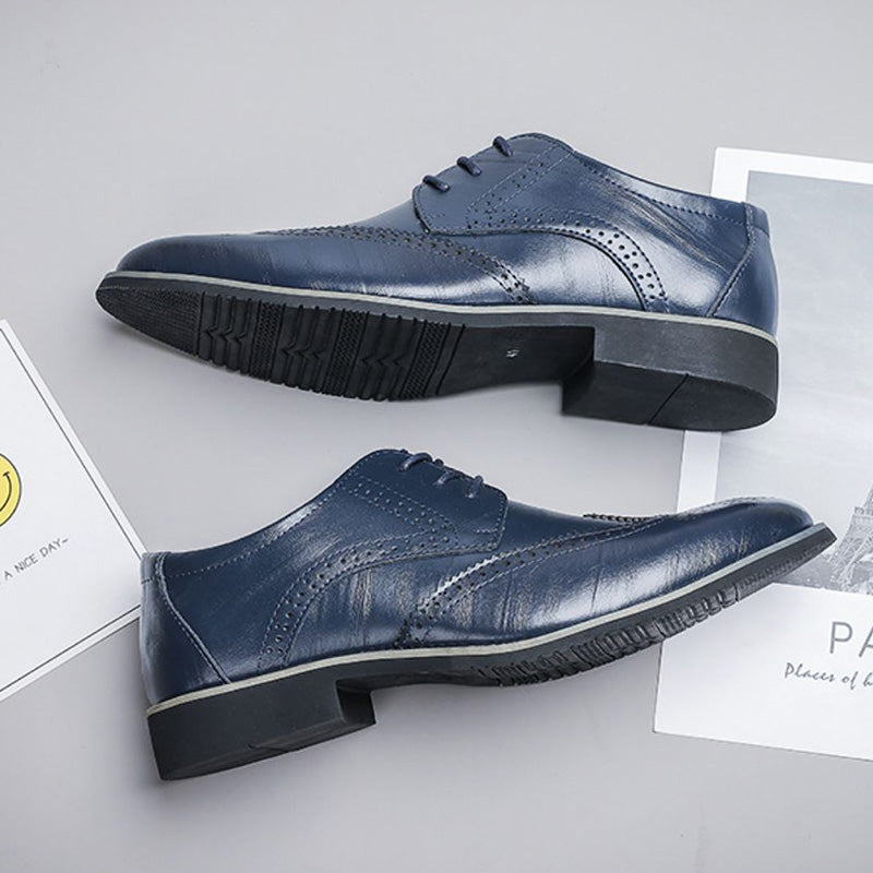 Brogue Dress Shoes with Wingtip Detail and Laces for Men