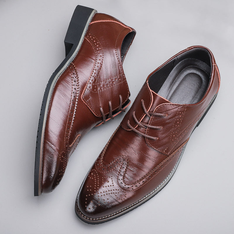 Brogue Dress Shoes with Wingtip Detail and Laces for Men