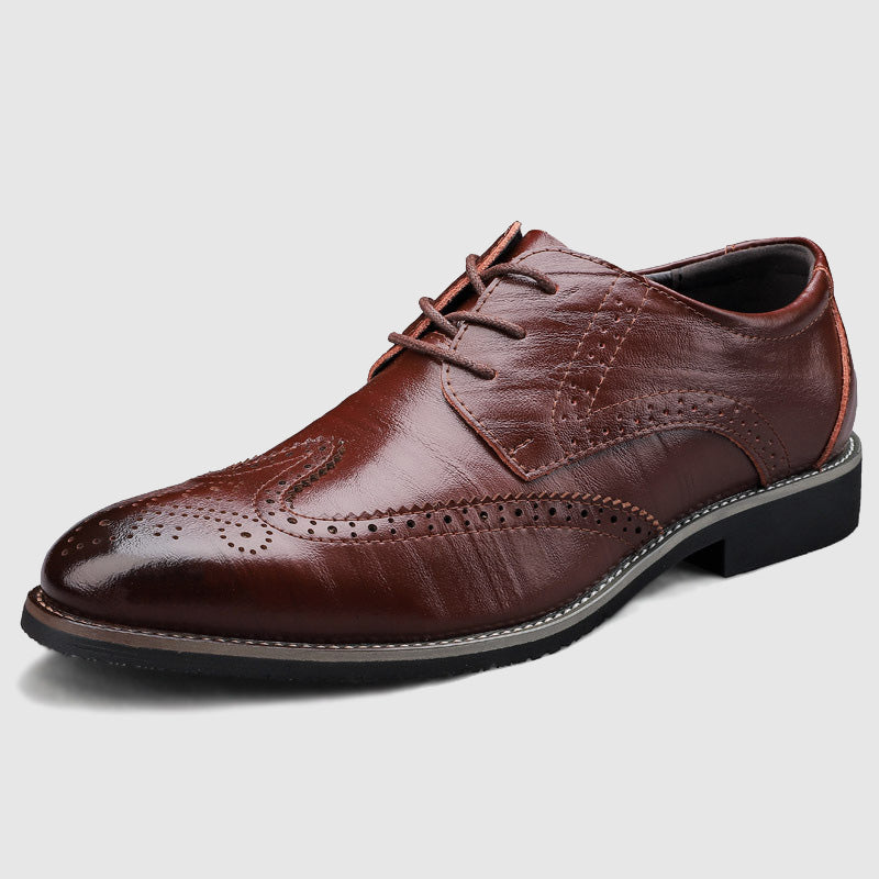 Brogue Dress Shoes with Wingtip Detail and Laces for Men