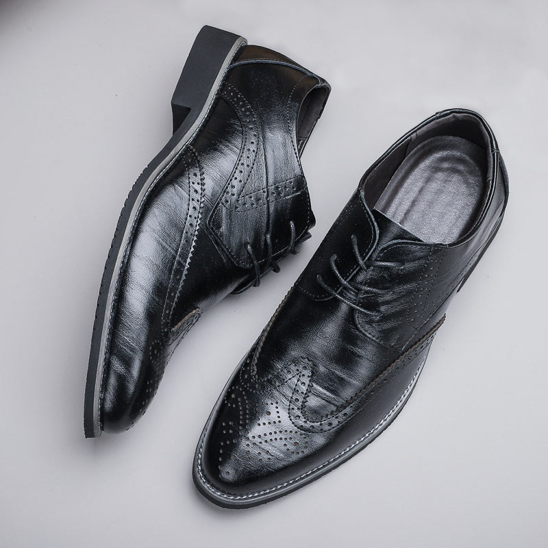 Brogue Dress Shoes with Wingtip Detail and Laces for Men