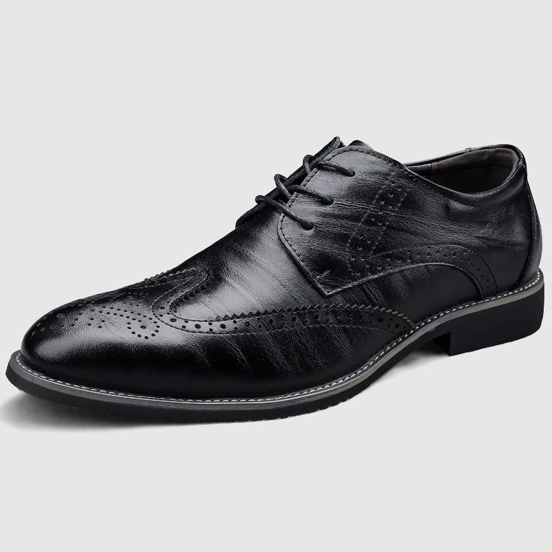 Brogue Dress Shoes with Wingtip Detail and Laces for Men