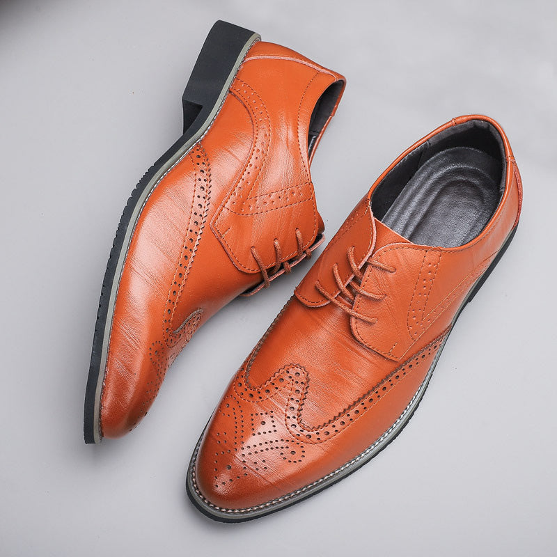 Brogue Dress Shoes with Wingtip Detail and Laces for Men