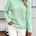 Cable Knit Jumper with Round Neck and Ribbed Trims for women