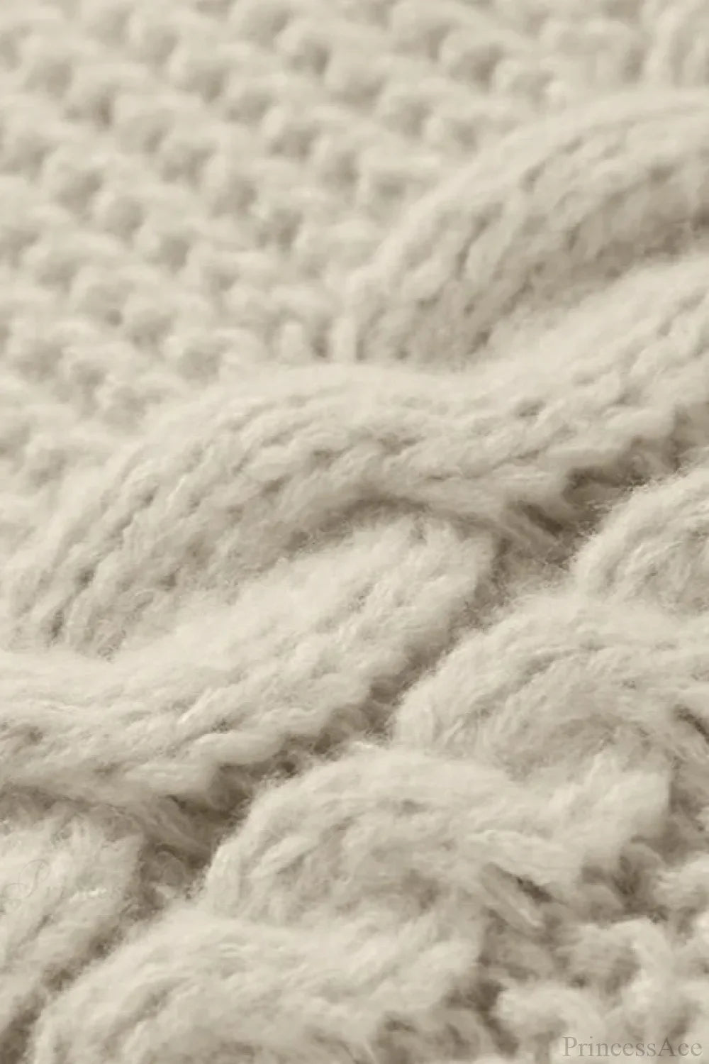 Cable Knit Jumper with Wide Sleeves and Loose Fit for Women