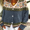 Cardigan with Patterned Yoke and Button Front for Womens