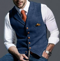 Check Waistcoat with Notch Lapels and Tailored Fit for Men