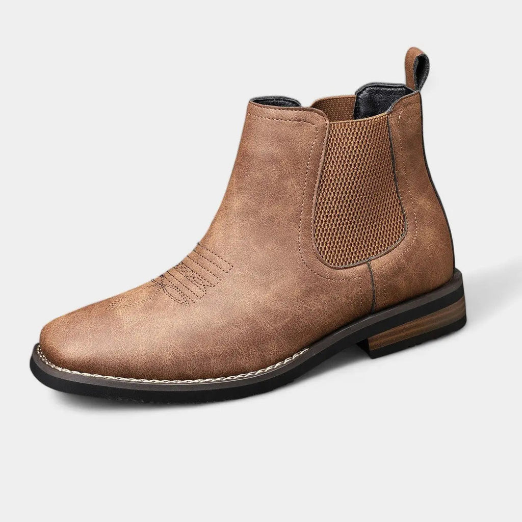 Chelsea Boots with Western Stitch and Block Heel for Men