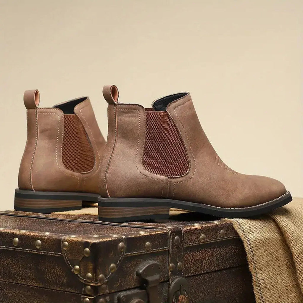 Chelsea Boots with Western Stitch and Block Heel for Men