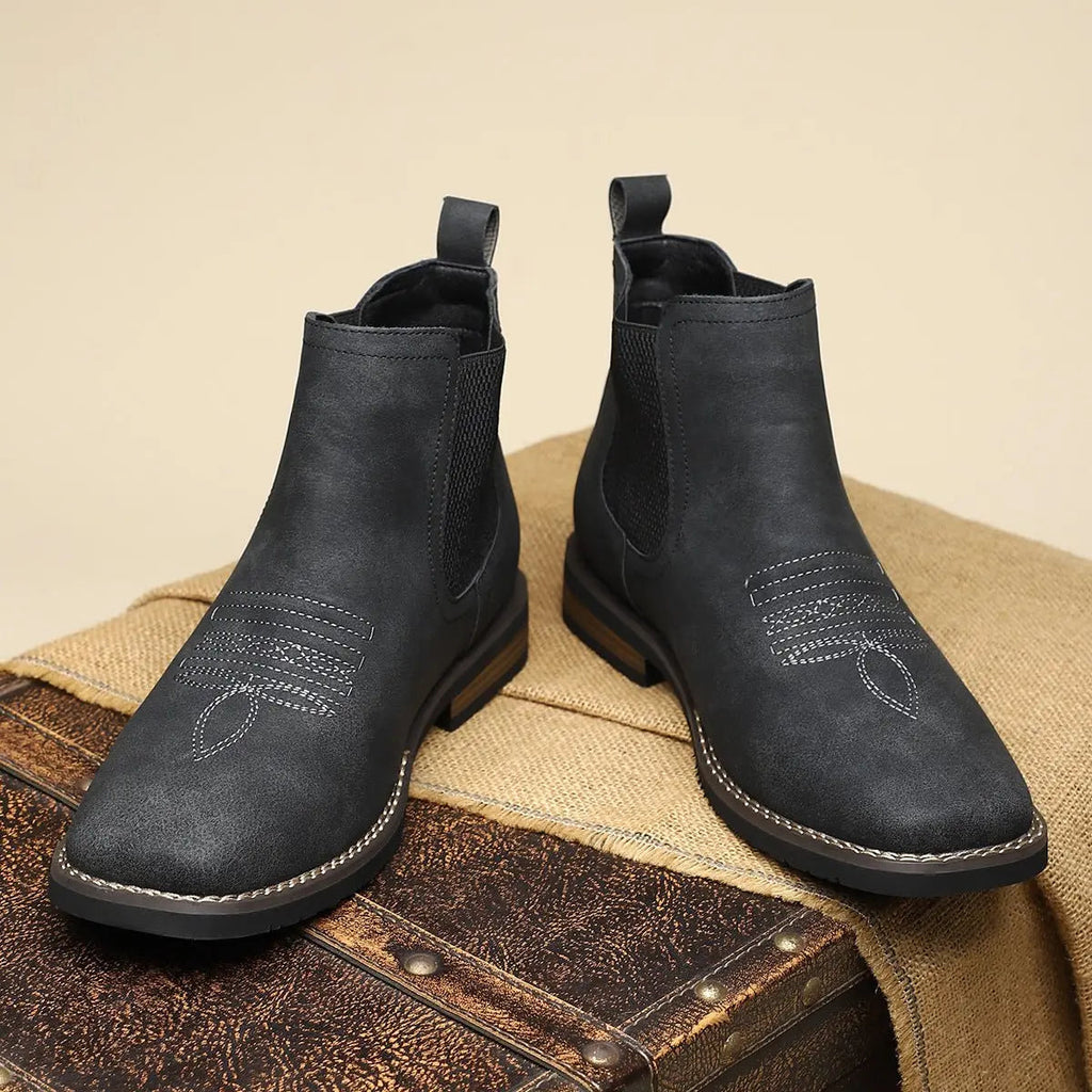Chelsea Boots with Western Stitch and Block Heel for Men