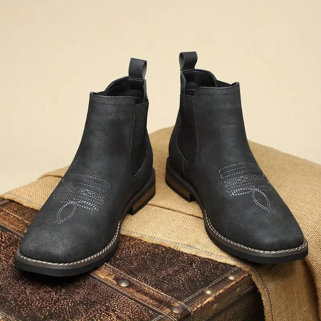 Chelsea Boots with Western Stitch and Block Heel for Men