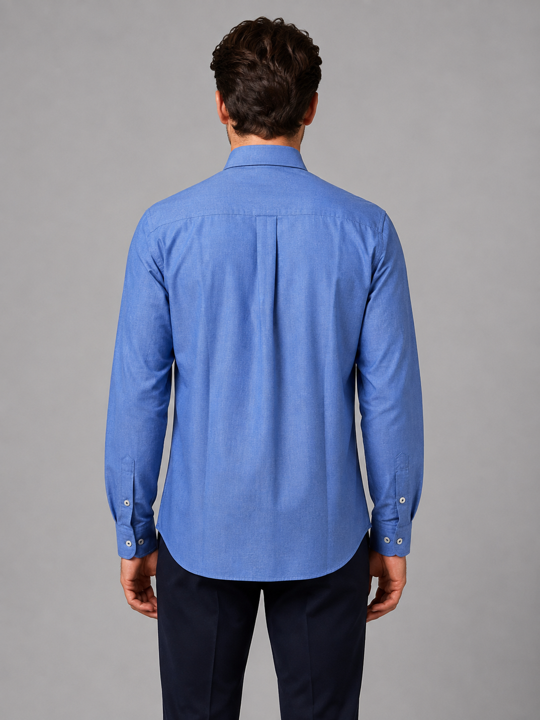 Cotton Blend Shirt with Button Down Collar for Men