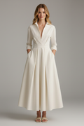 Collared Midi Dress with Defined Waistline for Women