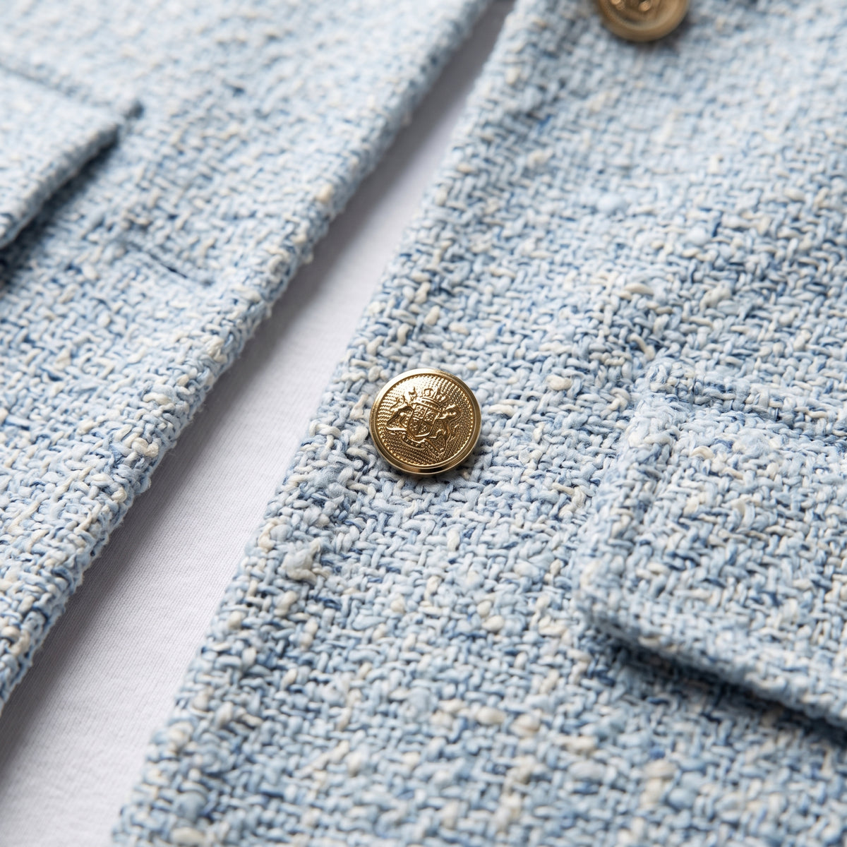 Collarless Cropped Blazer with Four Flap Pockets for Women