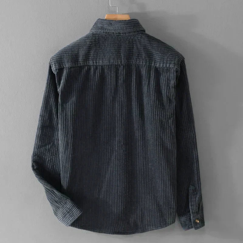 Corduroy Shirt with Chest Pocket and Button Front for men